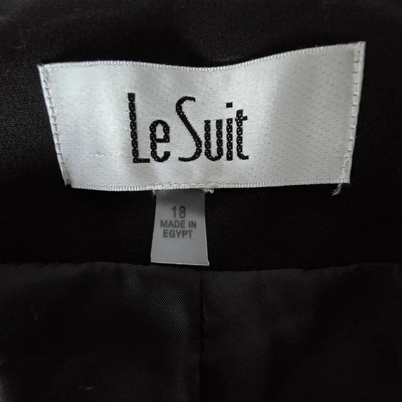 Le Suit Black Long Blazer Collarless Jacket Structured Career Minimalist Open 18 - Picture 15 of 16